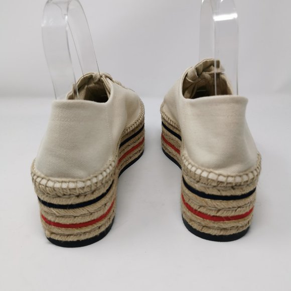 Gucci Canvas Logo Lace-up Wedge Espadrille Platform Shoes - Picture 11 of 13